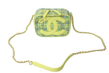 画像をギャラリービューアに読み込む, 極美品 CHANEL シャネル ツイード デカココ チェーンショルダーバッグ 27番台 ツイード レザー グリーン ブルー ゴールド 中古 67564