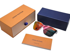 LOUIS VUITTON Sunglasses LV Shadow Square Shape White Z1845U Good Condition Used 67587