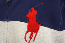 Load image into Gallery viewer, RALPH LAUREN ラルフローレン ジップアップパーカー スウェット フーディー ビッグポニー 刺繍 ネイビー グレー XL 美品 中古 67598