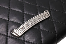 画像をギャラリービューアに読み込む, CHROME HEARTS クロムハーツ 三つ折りウェーブウォレット クロスボールボタン キルティング ブラック シルバー925 美品 中古 67601