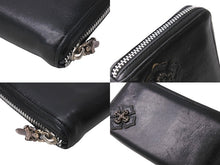 画像をギャラリービューアに読み込む, CHROME HEARTS クロムハーツ 長財布 フィリグリープラス ダガー ラウンドジップ レザー ブラック シルバー925 美品 中古 67605