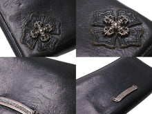 画像をギャラリービューアに読み込む, CHROME HEARTS クロムハーツ 長財布 フィリグリープラス ダガー ラウンドジップ レザー ブラック シルバー925 美品 中古 67605