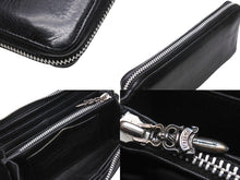 画像をギャラリービューアに読み込む, CHROME HEARTS クロムハーツ 長財布 フィリグリープラス ダガー ラウンドジップ レザー ブラック シルバー925 美品 中古 67605