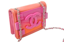 Load image into Gallery viewer, CHANEL シャネル レゴロゴ チェーンショルダーバッグ ミニバッグ 19番台 エナメル レザー シルバー金具 ピンク オレンジ 中古 67608