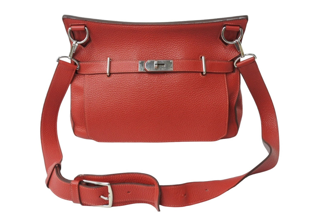 HERMES エルメス ショルダーバッグ ジプシエール34 □P金具 トリヨンクレマンス レッド シルバー金具 美品 中古 67612