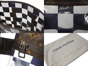 極美品 LOUIS VUITTON ルイ ヴィトン サックプラ 2WAYトートバッグ M20866 モノグラムチェス PVC ブラウン クリア 中古 67613