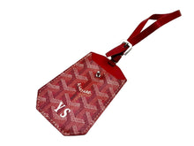 Load image into Gallery viewer, GOYARD ゴヤール ネームタグ バッグチャーム 名札 イニシャル入りレッド シルバー金具 美品 中古 67616