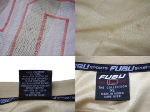 FUBU フブ ゲームシャツ フットボールシャツ ヴィンテージ グラデーション 05 ポリエステル ゴールド レッド XL 良品 中古 67617