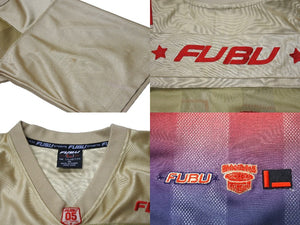 FUBU フブ ゲームシャツ フットボールシャツ ヴィンテージ グラデーション 05 ポリエステル ゴールド レッド XL 良品 中古 67617