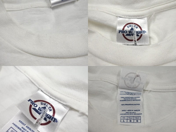 DELTA PRO WEIGHT Vintage Short Sleeve T-shirt Tops Size L Cotton White Used 67618