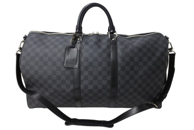 LOUIS VUITTON ルイヴィトン キーポルバンドリエール55 ボストンバッグ N41413 ダミエグラフィット キャンバス ブラック 美品 中古 67626