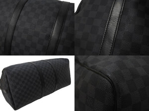 LOUIS VUITTON ルイヴィトン キーポルバンドリエール55 ボストンバッグ N41413 ダミエグラフィット キャンバス ブラック 美品 中古 67626