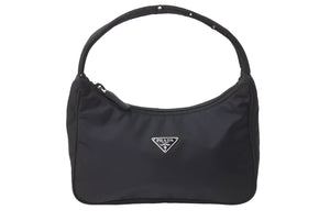 PRADA プラダ Hobo ホーボー ワンショルダーバッグ ミニハンドバッグ トライアングルロゴ ナイロン ブラック 良品 中古 67634