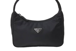 PRADA プラダ Hobo ホーボー ワンショルダーバッグ ミニハンドバッグ トライアングルロゴ ナイロン ブラック 良品 中古 67634