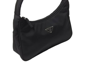 PRADA プラダ Hobo ホーボー ワンショルダーバッグ ミニハンドバッグ トライアングルロゴ ナイロン ブラック 良品 中古 67634