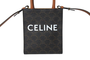 新品未使用品 CELINE セリーヌ ミニバーティカルカバ ハンドバッグ トリオンフ柄 19437 2BZK 04LU キャンバス ブラウン 中古 67640