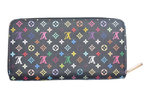 LOUIS VUITTON ルイヴィトン ジッピーウォレット M60050 長財布 モノグラム マルチカラー ブラック ピンク PVC レザー 美品 中古 67642