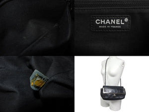 CHANEL シャネル チェーンショルダーバッグ ワンショルダー レザー フランス製 シルバー金具 ブラック 良品 中古 4c067671