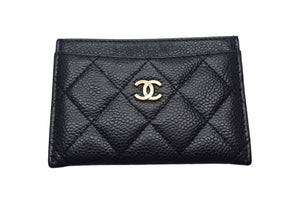 Chanel シャネル キャビアスキン マトラッセ カードケース ブラック 26番台 美品 中古 4c067696