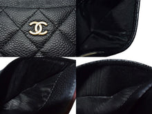 画像をギャラリービューアに読み込む, Chanel シャネル キャビアスキン マトラッセ カードケース ブラック 26番台 美品 中古 4c067696