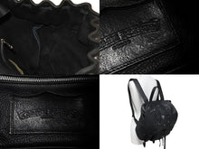 画像をギャラリービューアに読み込む, CHROME HEARTS クロムハーツ BSフレア リュック デイパック ラガープリント スクロールロゴ ブラック シルバー925 美品 中古 67706