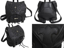 画像をギャラリービューアに読み込む, CHROME HEARTS クロムハーツ BSフレア リュック デイパック ラガープリント スクロールロゴ ブラック シルバー925 美品 中古 67706