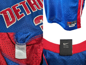 NIKE ナイキ ゲームシャツ タンクトップ Ben Wallace サイズL デトロイト ピストンズ ホワイト レッド ブルー ポリエステル NBA 美品 中古 4c067713