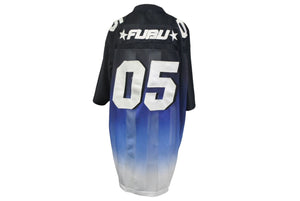 FUBU THE COLLECTION フブ ゲームシャツ フットボールシャツ サイズ4T ポリエステル ブラック ホワイト ブルー メッシュ 美品 中古 4c067714