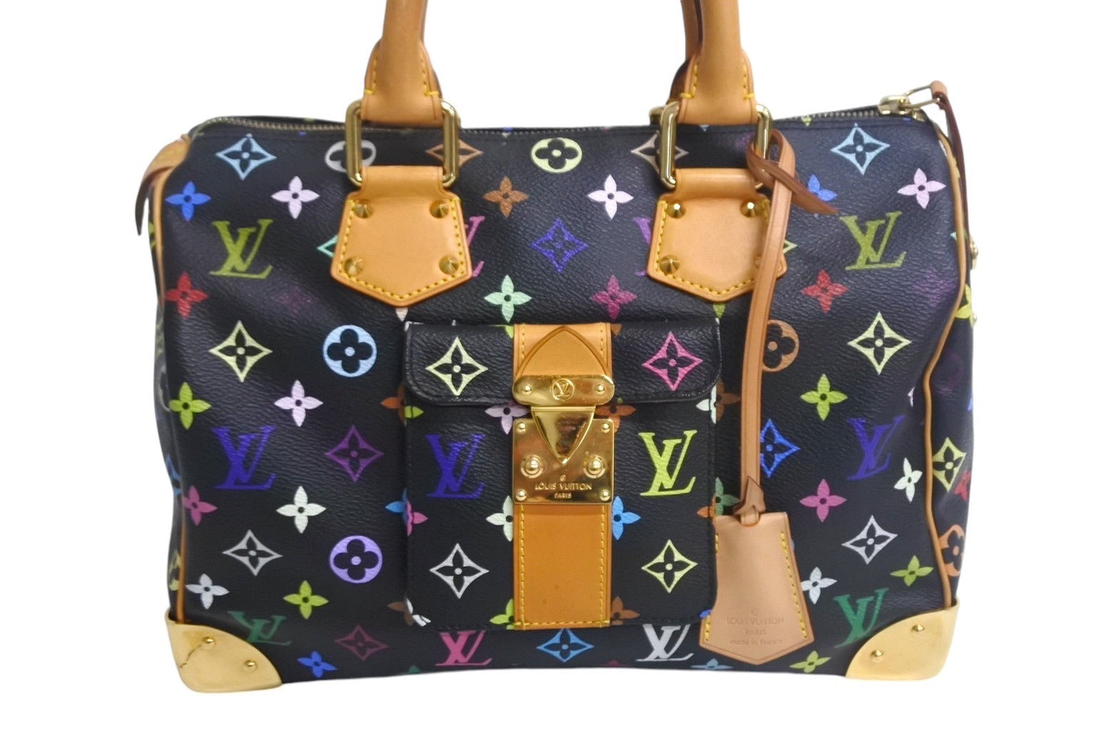 LOUISVUITTON ルイヴィトン モノグラムマルチカラー スピーディ30 ハンドバッグ 村上隆 M92642 ブラック 美品 中古  4c067775 – Casanova Vintage