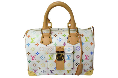 LOUIS VUITTON ルイヴィトン モノグラムマルチカラー スピーディ30 ハンドバッグ M92643 村上隆 ホワイト ゴールド金具 美品 中古 4c067776