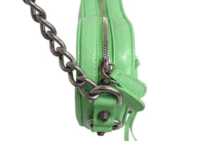 Very Good Condition BALENCIAGA Le Cagole Heart Shoulder Bag Leather Green Silver Used 4c067786