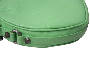 Very Good Condition BALENCIAGA Le Cagole Heart Shoulder Bag Leather Green Silver Used 4c067786