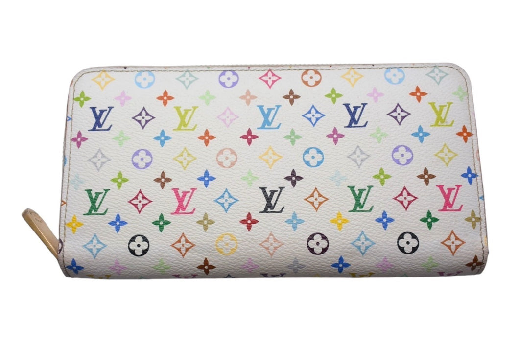 LOUIS VUITTON ルイヴィトン モノグラムマルチカラー ジッピーウォレット M60241 村上隆 ゴールド金具 ホワイト 美品 中古 4c067790