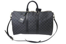 Load image into Gallery viewer, LOUISVUITTON ルイヴィトン キーポルバンドリエール 45 ボストンバッグ N41418 ダミエグラフィット PVC レザー 美品 中古 4c068245