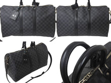 Load image into Gallery viewer, LOUISVUITTON ルイヴィトン キーポルバンドリエール 45 ボストンバッグ N41418 ダミエグラフィット PVC レザー 美品 中古 4c068245