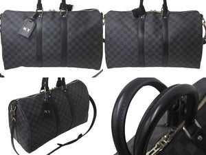 LOUISVUITTON ルイヴィトン キーポルバンドリエール 45 ボストンバッグ N41418 ダミエグラフィット PVC レザー 美品 中古 4c068245