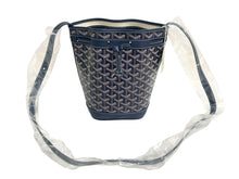 画像をギャラリービューアに読み込む, 新品未使用 GOYARD ゴヤール プティフロ ショルダーバッグ バケットバッグ レザー コーティングキャンバス ネイビー 中古 4c067825