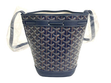 Load image into Gallery viewer, 新品未使用 GOYARD ゴヤール プティフロ ショルダーバッグ バケットバッグ レザー コーティングキャンバス ネイビー 中古 4c067825 正規品