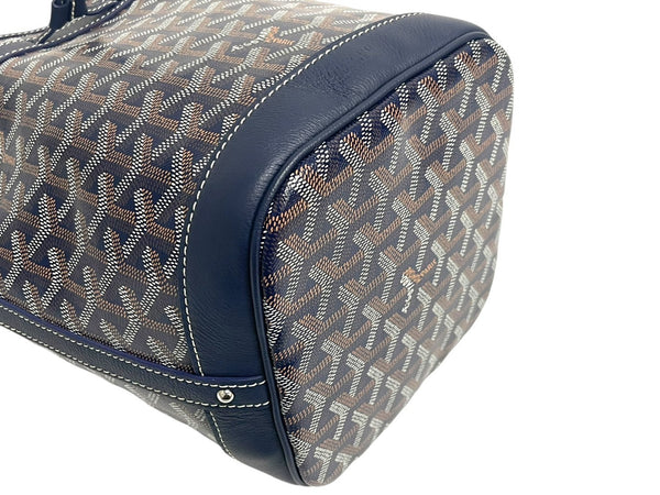 新品未使用 GOYARD ゴヤール プティフロ ショルダーバッグ バケットバッグ レザー コーティングキャンバス ネイビー 中古 4c067825