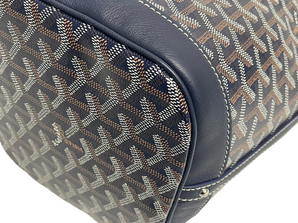 新品未使用 GOYARD ゴヤール プティフロ ショルダーバッグ バケットバッグ レザー コーティングキャンバス ネイビー 中古 4c067825