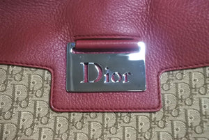 極美品 ChristianDior クリスチャンディオール トロッター ショルダーバッグ ロゴプレート ベージュ レッド キャンバス 中古 4c067850