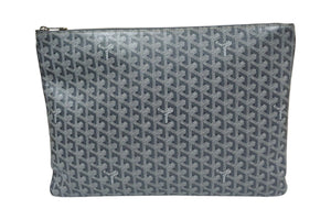 GOYARD ゴヤール セナGM クラッチバッグ グレー ゴヤールディンキャンバス シルバー金具 SENAT2GMLTY07CL07P 中古 4c067859