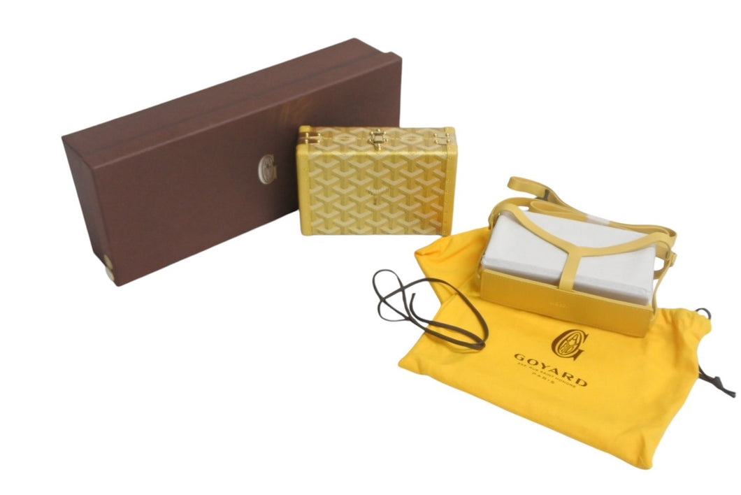 新品同様 GOYARD ゴヤール ミノディエール トランクバッグ MINA55PMLTY60CL60O ゴールド PVC レザー ゴールド金具 中古 4c067869