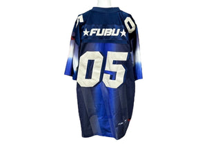 FUBU フブ THE COLLECTION ホッケー半袖Ｔシャツ 90s Y2K グラデーション ブルー ホワイト パープル サイズL 美品 中古 67064