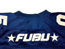 Load image into Gallery viewer, FUBU フブ THE COLLECTION ホッケー半袖Ｔシャツ 90s Y2K グラデーション ブルー ホワイト パープル サイズL 美品 中古 67064