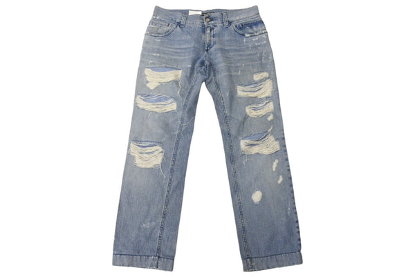 DOLCE&GABBANA Dolce&ガBubana distressed denim pants G4YOTD, made in Italy, cotton, blue, size 48, excellent condition, pre-owned. (4c067972)
