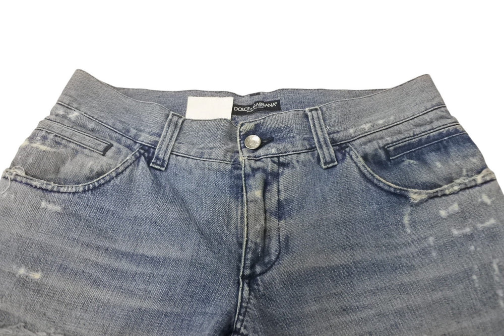 DOLCE&GABBANA Dolce&ガBubana distressed denim pants G4YOTD, made in Italy, cotton, blue, size 48, excellent condition, pre-owned. (4c067972)