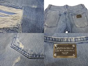 DOLCE&GABBANA Dolce&ガBubana distressed denim pants G4YOTD, made in Italy, cotton, blue, size 48, excellent condition, pre-owned. (4c067972)