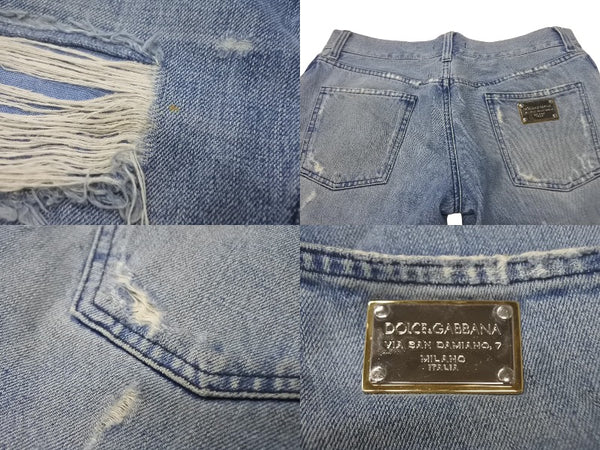 DOLCE&GABBANA Dolce&ガBubana distressed denim pants G4YOTD, made in Italy, cotton, blue, size 48, excellent condition, pre-owned. (4c067972)