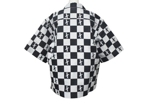 Very Good Condition JIRO Short Sleeve Jacket Size L Plaid Top Cotton Polyester Made in Japan Black White Used 4c067977